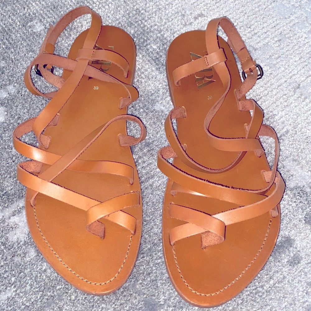Gently worn Zara Tan Strappy Sandals